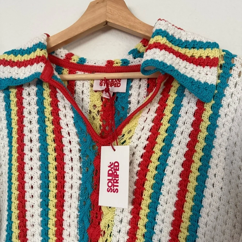 Solid & Striped colorful crochet knit Lola sweater NWT $248